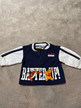 Vintage Y2k Disney Winnie The Pooh Bear Baseball Long Sleeve 12 Months Navy Blue